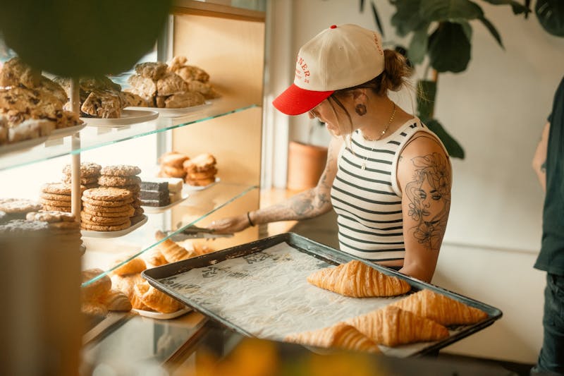 Pastry chef preparing desserts at Dewey's pizza